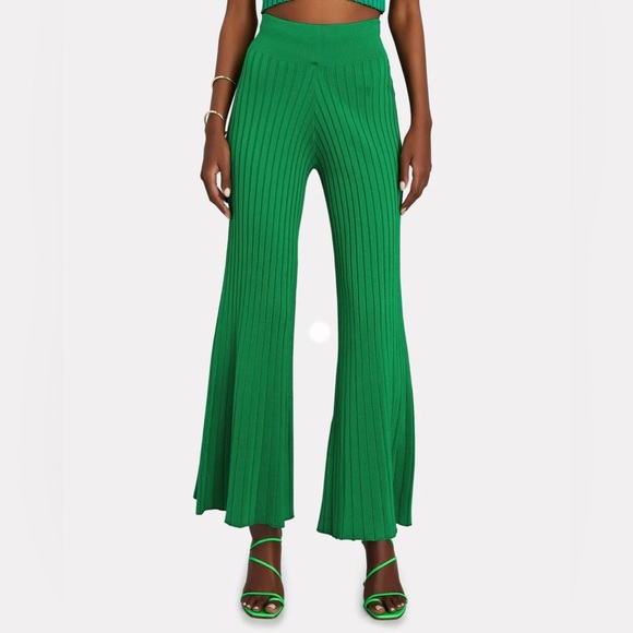 ALC | Astrid Rib Knit Flared Pants | Size Petite | Green - Picture 2 of 3